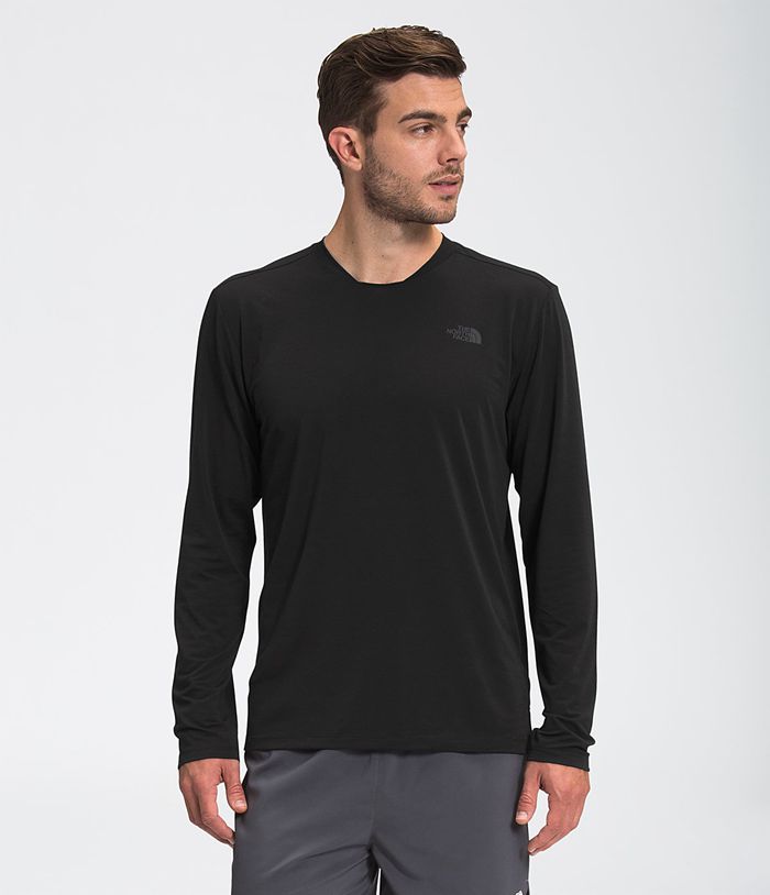 The North Face T Shirts Męska Czarna Wander Długie Rękawy - UEDS53917